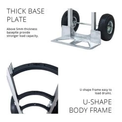 250Kg Rated Aluminium Drum Hand Truck Trolley