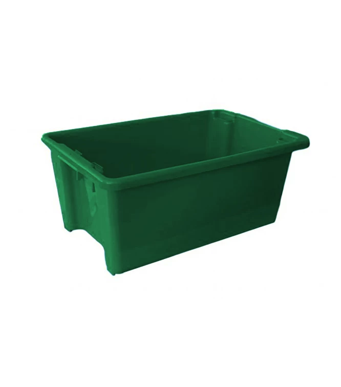 52L Plastic Crate Stack & Nest Container 645 X 413 X 276mm - Green