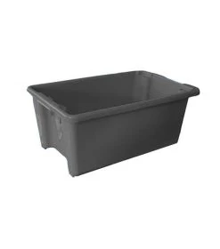 52L Plastic Crate Stack & Nest Container 645 X 413 X 276mm - Grey