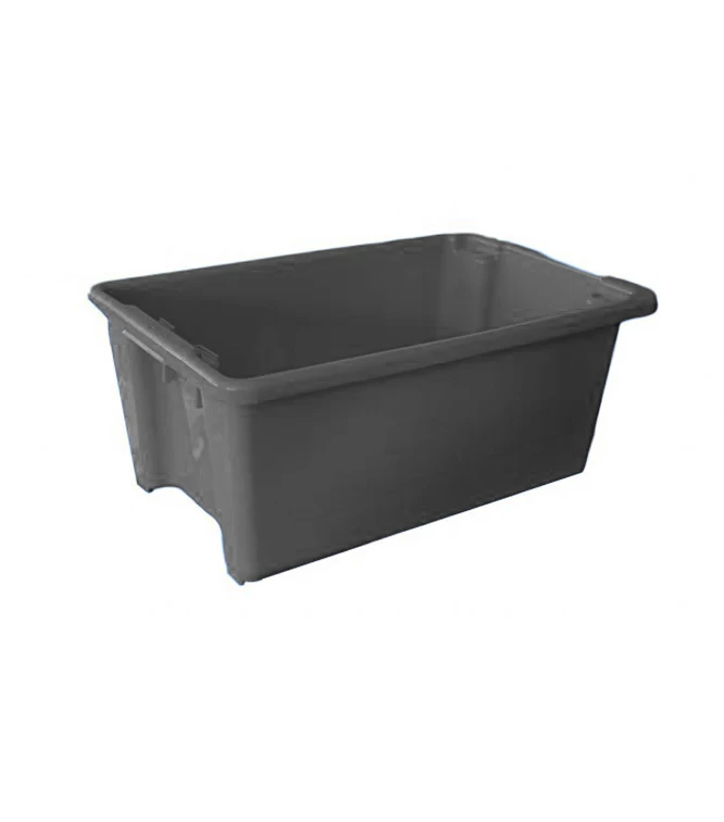 52L Plastic Crate Stack & Nest Container 645 X 413 X 276mm - Grey