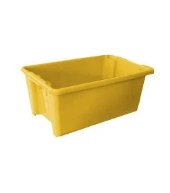 52L Plastic Crate Stack & Nest Container 645 X 413 X 276mm - Yellow