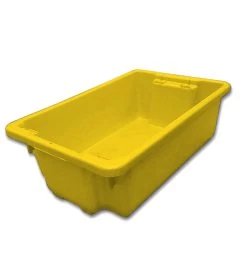 32L Plastic Crate Stack & Nest Container 645 X 413 X 210mm - Yellow