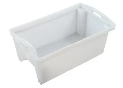 54L Plastic Fish Crate Stack And Nest - Solid 711 X 438 X 283mm - White