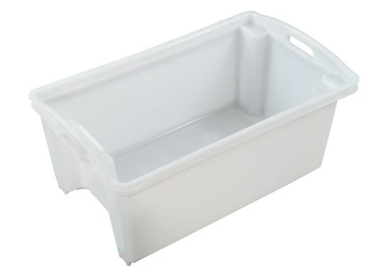 54L Plastic Fish Crate Stack And Nest - Solid 711 X 438 X 283mm - White