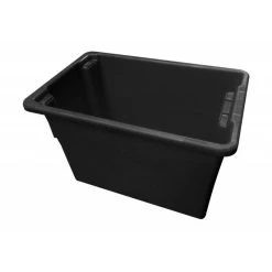 68L Plastic Crate Stack & Nest Container 645 X 413 X 397mm - Black