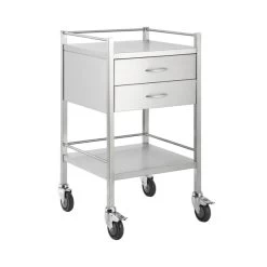 Stainless Medical Trolley With Rails With 2 Drawer - 500 X 500 X 900(H)mm