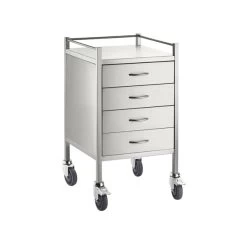 Stainless Medical Trolley With Rails With 4 Drawer - 500 X 500 X 900(H)mm