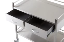 Stainless Medical Trolley With Rails With 2 Drawer SIDE BY SIDE - 800 X 500 X 900(H)mm