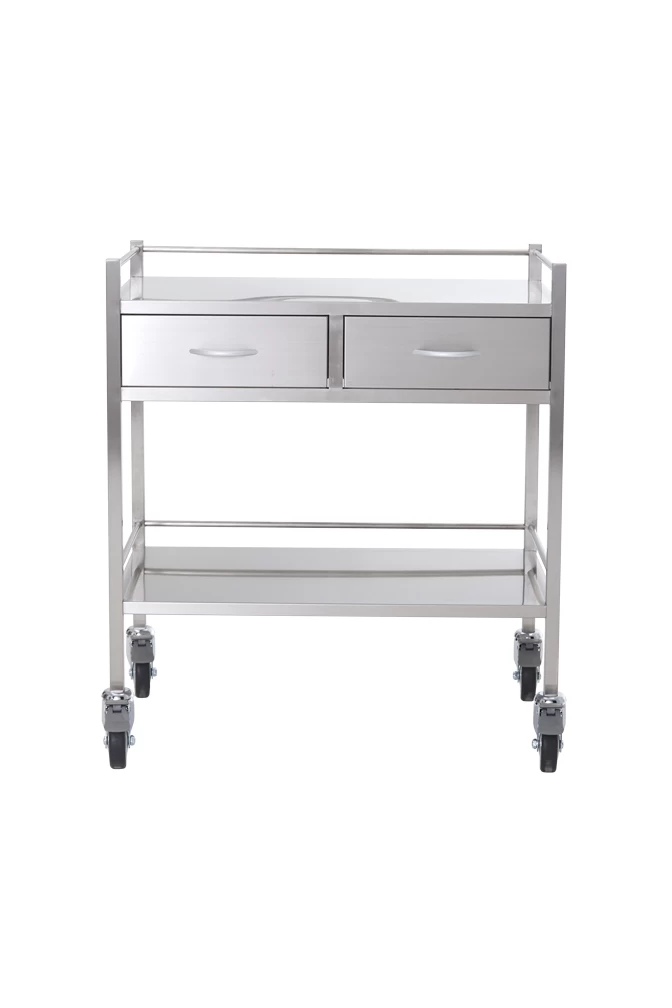 Stainless Medical Trolley With Rails With 2 Drawer SIDE BY SIDE - 800 X 500 X 900(H)mm - Image 5
