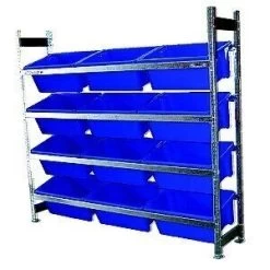4 Level Bin Action Rack With 12 Blue Model 10 Bins