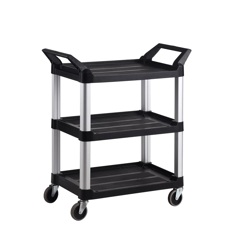 TRUST 90KG Rated -Hi-5 3 Shelf Utility Cart - 84.4cm X 47.3cm 96cm - Black