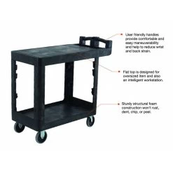 TRUST 230kg Rated Bitbar 2 Flat Shelf Utility Cart - Black