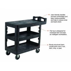 TRUST 230kg Rated Bitbar 3 Flat Shelf Utility Cart - Black